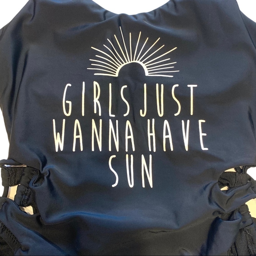 Altar’d State Graphic Lace Up Sides Swim Suit Women’s Small - Picture 2 of 7